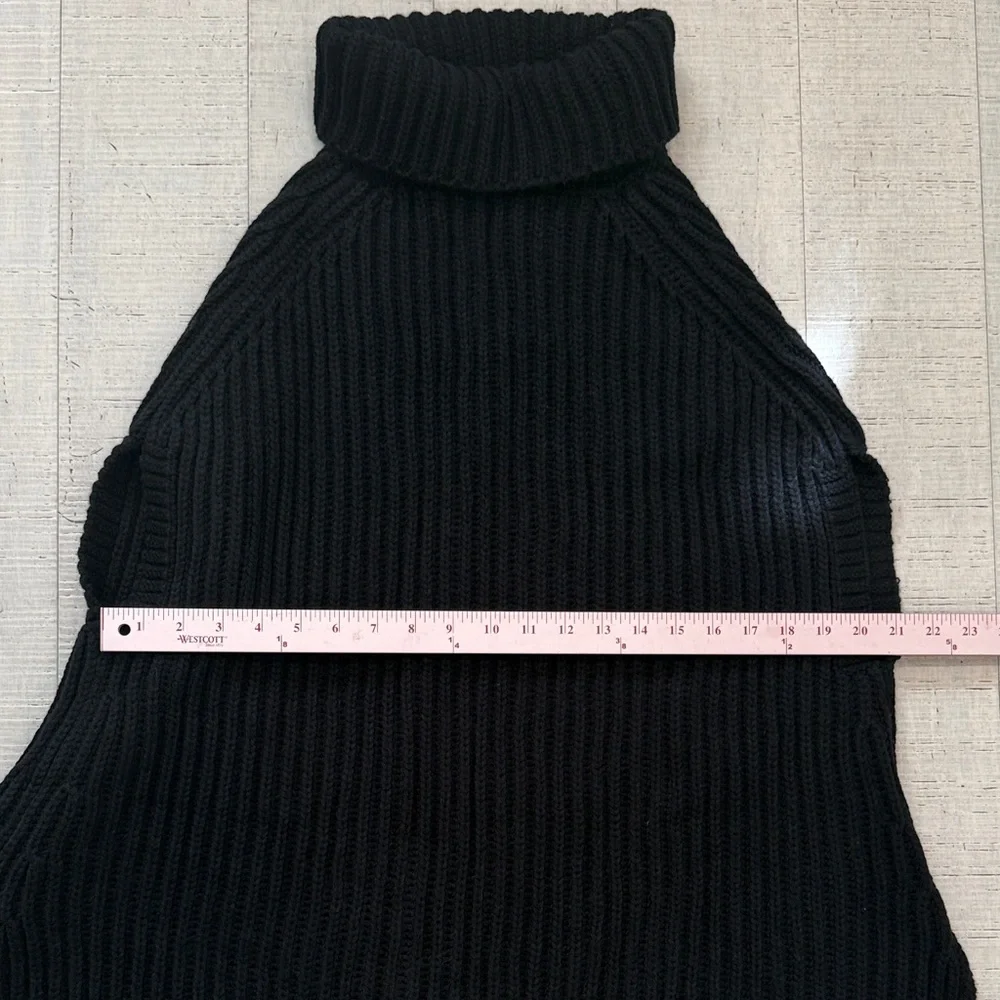 Women's Black Turtleneck Poncho Sweater - Picture 5 of 5